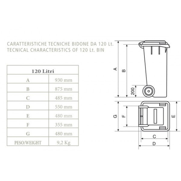 Carica immagine in Galleria Viewer, BIDONE RACCOLTA DIFFERENZIATA LT 120
