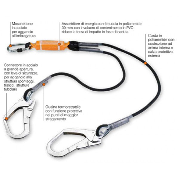 Carica immagine in Galleria Viewer, CORDINO ANTICADUTA 2 CONNETTORI