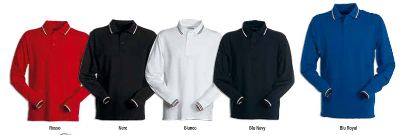 Carica immagine in Galleria Viewer, AVIAZIONE - Polo manica lunga profili tricolore
