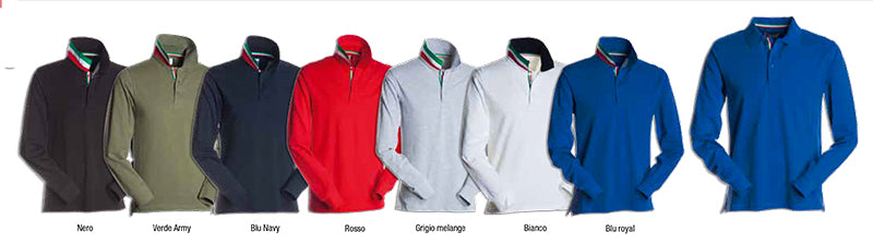 Carica immagine in Galleria Viewer, LONG NATION - Polo manica lunga interno collo colori bandiera
