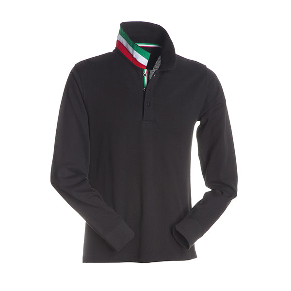 LONG NATION - Polo manica lunga interno collo colori bandiera