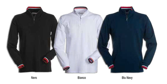 PRIVE - Polo manica lunga mezza zip